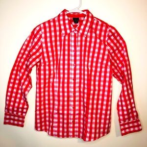 Women’s Red medium gingham woven shirt, Size M
